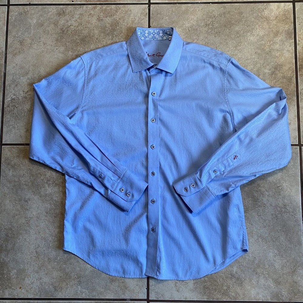 Robert Graham Mens Shirt Size Medium Long Sleeve Flip Cuff Gothic All Over Print